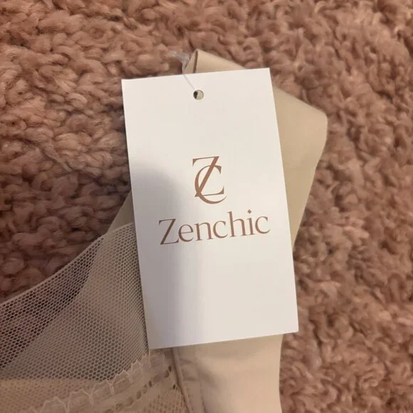 NWT Floral Lace Seamless Bra Womens Sz 2XL Soft Sexy Sheer Intimates Tan Beige - Picture 4 of 6